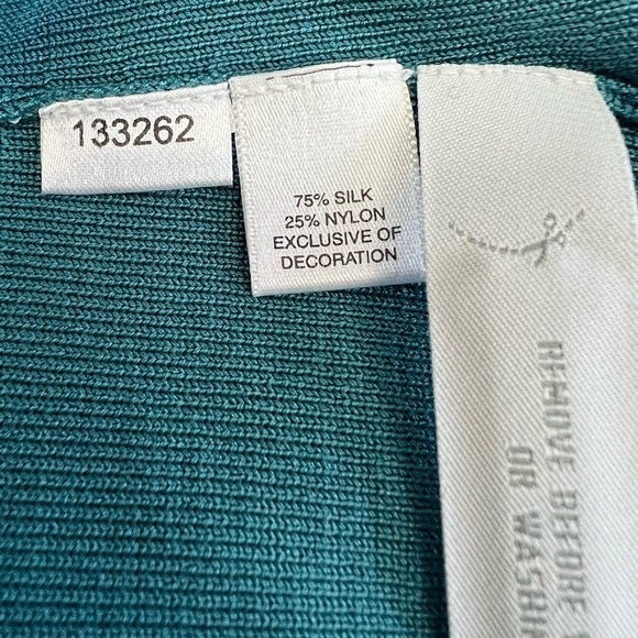 NWT - Ann Taylor Silk Blend Teal Open Cardigan - Size L - Picture 5 of 6